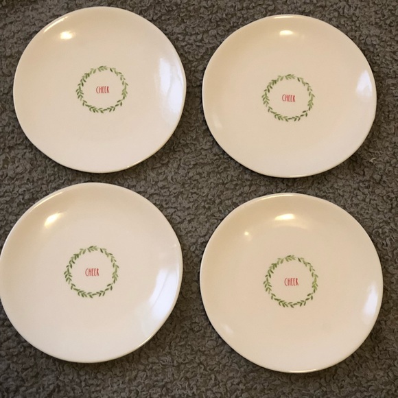 Set of 4 Rae Dunn Christmas “Cheer” Dessert Plates - Picture 1 of 1